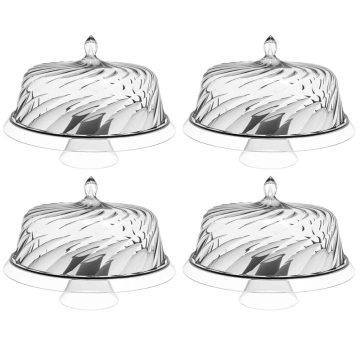 4 Porta Bolo Boleira com Cúpula 30cm Transparente Glassy Crippa Doces Petiscos — Crippa