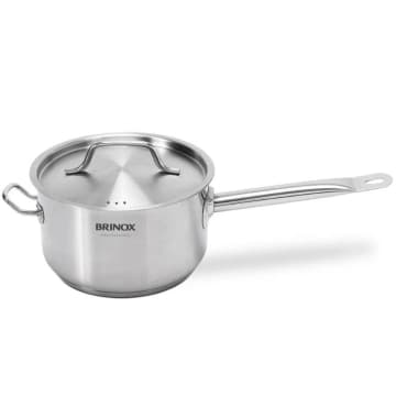 Panela Profissional Inox 4,7L Fundo Triplo com Tampa 24cm Brinox Gastronomia Cozinha Comercial — Brinox