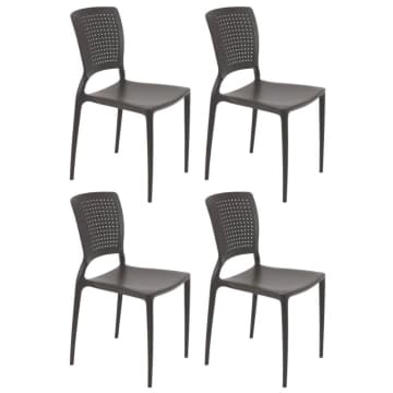 Cadeiras Safira Tramontina 4 Peças Plásticas Marrom Cozinha — Tramontina