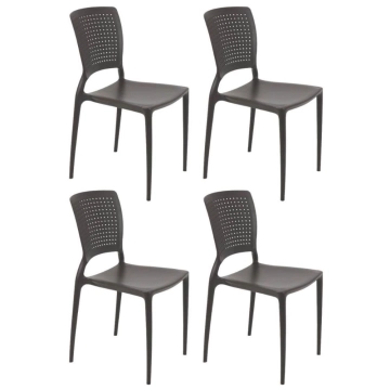 Cadeiras Safira Tramontina 4 Peças Plásticas Marrom Cozinha — Tramontina