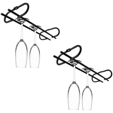 Conjunto 2 Porta Taças de Teto 25cm Suporte para Taças Suspenso Reto Preto Fosco — MS Aramados