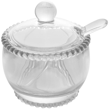 24 Potes para Açúcar 200ml Wolff Vidro Cristal Açucareiros Colher para Servir Restaurantes Hotéis — Wolff