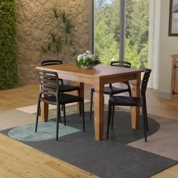 Conjunto Mesa Madeira Maciça Marin Brasil 4 Cadeiras Sofia Preta Tramontina — Tramontina