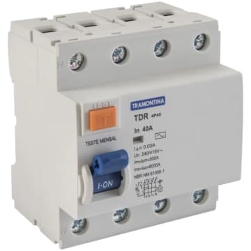 Interruptor TDR-40 4P 40 A 30 mA 6 KA Tramontina — Tramontina