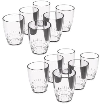 Kit 12 Copos Crippa 300ml Plástico Transparente Trama Água Suco Refrigerante Escolar Refeitório — Crippa