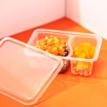 100un Pote Refeição com 2 Divisórias 500ml G321 Transparente Freezer Microondas Galvanotek — Galvanotek