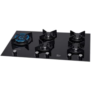 Cooktop a Gás Fischer 5 Bocas Tripla Chama Infinity Duo com Trempe de ferro fundido Mesa Vidro Bivolt — Tramontina
