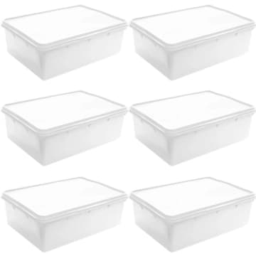Kit 6 Caixas Organizadoras 6,5L Plasvale Plástica Cestos Empilháveis Alimentos — Plasvale