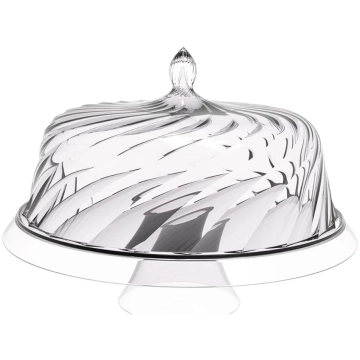 Porta Bolo com Cúpula e Pé 30cm Transparente Glassy Crippa Boleira Torta Doces — Crippa