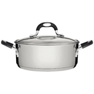 Caçarola Tramontina Astro Rasa Aço Inox Tampa de Vidro 16 cm 1,4 Litros — Tramontina