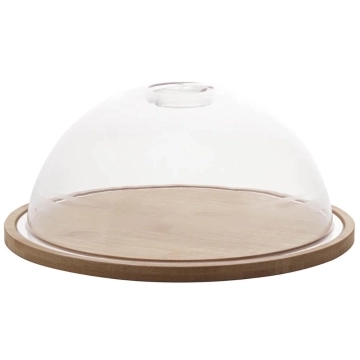 Prato Porta Queijo Redondo Queijeira de Bambu com Tampa 23,5x10,5cm Lyor — Lyor