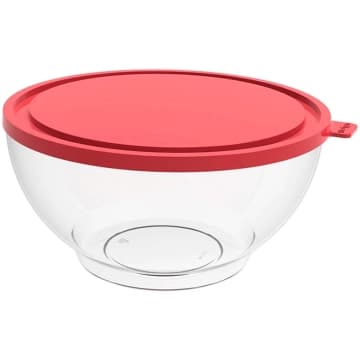 Pote com Tampa 3,1L Redondo Crippa Transparente e Vermelho Bacia Alimentos Frutas — Crippa