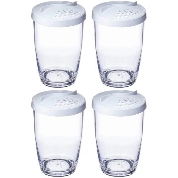 Kit 4 Queijeiras Farinheiras Plásticas com Tampa 350ml Brancas Ou Restaurante Buffet — Ou