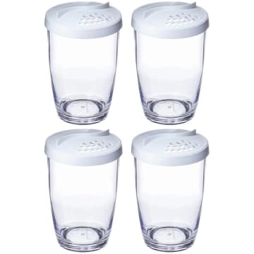 Kit 4 Queijeiras Farinheiras Plásticas com Tampa 350ml Branc — Ou