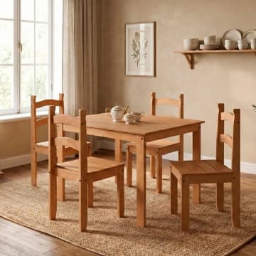 Conjunto Sala de Jantar Mesa 100x74cm com 4 Cadeiras Madeira Amêndoa Marin — Marin Brasil