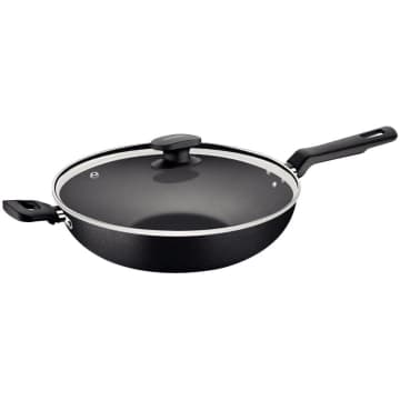 Wok Tramontina Loreto Antiaderente Tampa de Vidro 28 cm 3,3 L Grafite — Tramontina
