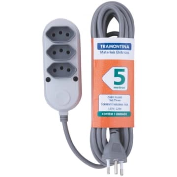 Extensão Multipla 3 Tomadas 2P+T 10 A 250 V Tramontina 5 m — Tramontina