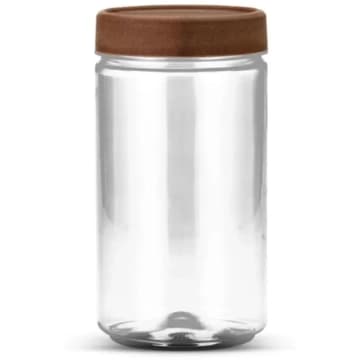 12un Pote Multiuso Plástico Bazar 1100ml com Tampa Amadeirado G1119 Galvanotek — Galvanotek