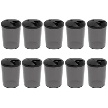 Conjunto 10 Farinheiras Plásticas 400ml Fumê com Tampa Crippa Porta Temperos Condimentos — Crippa