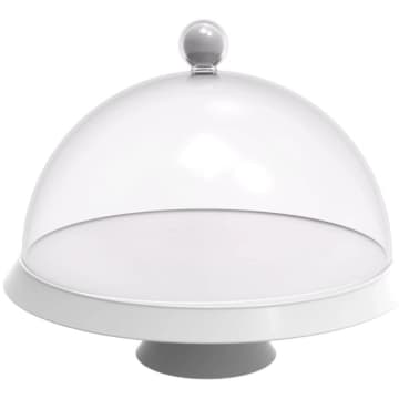 Porta Bolo Bubble Crippa 25 Cm De Diametro Com Base Com Pé Resistente E Cúpula Transparente Branc — Crippa