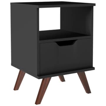Mesa De Cabeceira Retrô Com 1 Gaveta Mb1106 Preto — Movelbento