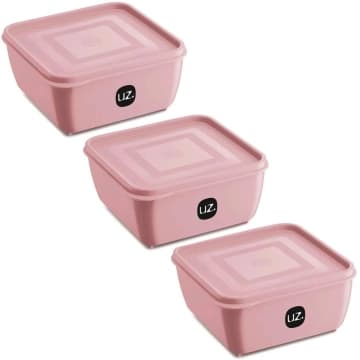 Kit 3 Potes Plásticos Quadrados Multiuso 1,5L com Tampa Prem — UZ Utilidades
