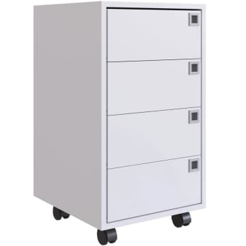Gaveteiro Organizador Com 4 Gavetas Branco 36x66cm Rodizios Placa e Ponto Office Gaveteiro Para Escritorio — Placa e Ponto