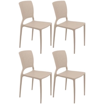Conjunto 4 Cadeiras Plásticas Tramontina Safira Areia 182kg — Tramontina