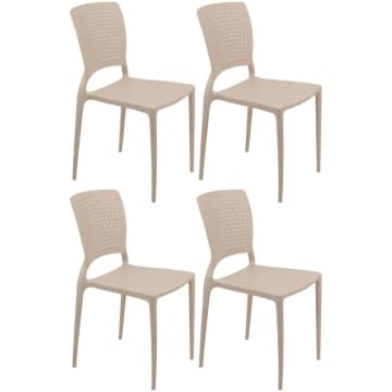 Conjunto 4 Cadeiras Plásticas Tramontina Safira Areia 182kg para Cozinha Jantar — Tramontina
