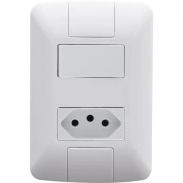 Conjunto 4x2 com 1 Interruptor Paralelo 6 A 250 V e 1 Tomada — Tramontina