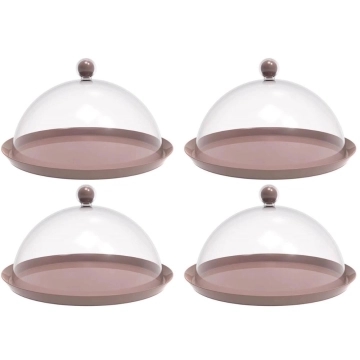 4 Porta Bolo Torta 30cm Bubble com Cúpula Amêndoa Crippa Boleira Doces Petiscos — Crippa