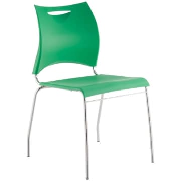 Cadeira One Cromada com Assento e Encosto em Polipropileno Verde Roal — Roal