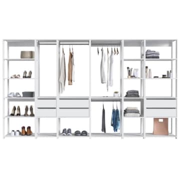 Guarda Roupa Closet 6 Peças com Cabideiros e Gavetas Branco com Nichos Easy Prodecor — Prodecor