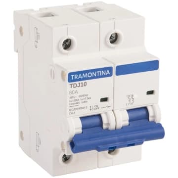 Minidisjuntor TDJ10kA 2 P 80 A curva C Tramontina — Tramontina