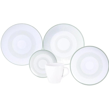 Aparelho de Jantar 20 Peças Tramontina Lineare Porcelana Decorada Mesa Posta — Tramontina