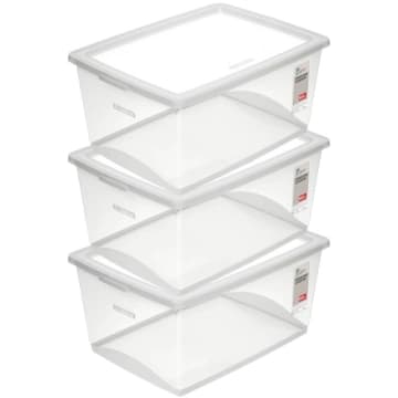 3 Caixas Plásticas Organizadoras 60L com Tampa My Closet Ordene Multiuso — Ordene