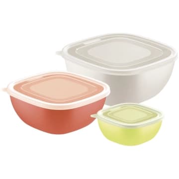 Jogo 3 Potes Tramontina Mixcolor com Tampa Transparente — Tramontina