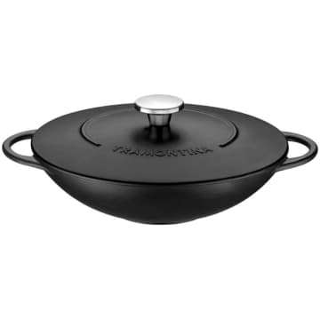Wok Tramontina Trento em Ferro Esmaltado com Revestimento Interno em Antiaderente Starflon Excellent 32 cm 5 L — Tramontina