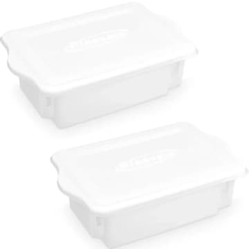 2 Caixas Organizadoras de Cozinha com Tampas 10L Cestos Plásticos Empilháveis para Alimentos — Plasvale