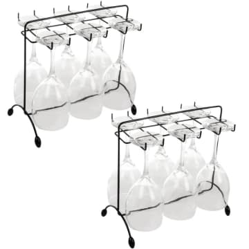 Kit 2 Suportes Porta Taças de Vinho Preto 16x27cm Aramado de Mesa Bancada — Utimil