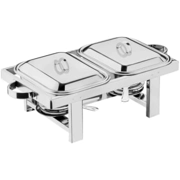 Rechaud Duplo com Tampa 3L Retangular 2 Cubas Aço Inox Restaurante Hotel Perfectha — Zanella