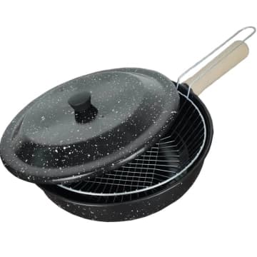 Fritadeira com Tampa e Cesto Frigideira 2,7L Esmaltada Panela Frituras Aço Carbono Disul — Disul