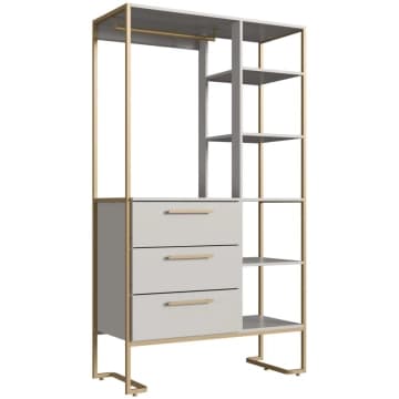 Closet Guarda Roupa Modulado Armário 3 Gavetas Industrial Arenas Champanhe Quarto Placa e Ponto — Placa e Ponto