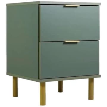 Mesa de Cabeceira 2 Gavetas Verde Oliva 41x39x56 cm Ditália — Ditália