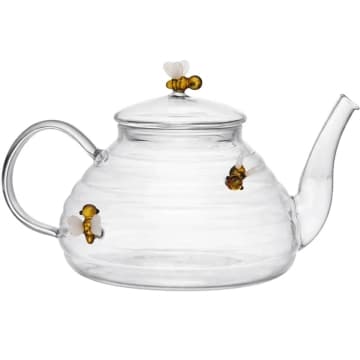 Chaleira de Vidro Borossilicato 650ml com Filtro Infusor Chá Lovely Bee Lyor Decorada Abelha — Lyor