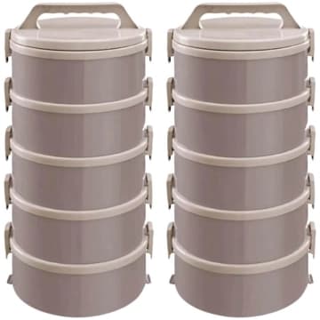 Kit 2 Marmitas Térmicas 5 Pratos Térmicos Empilháveis 1,8L Cappuccino Simonaggio — Simonaggio