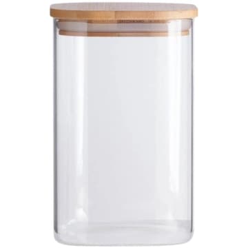 Pote de Vidro Hermético 1100ml Tampa Bambu Quadrado Oikos Bo — Oikos