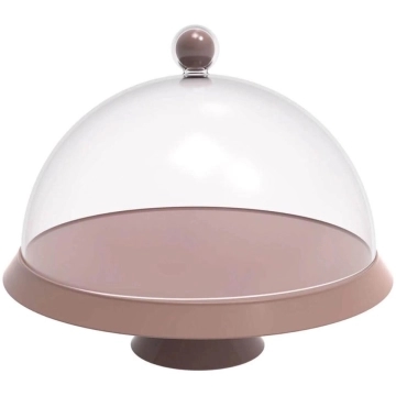 Porta Bolo 30cm com Cúpula e Pé Bubble Crippa Amêndoa Tortas Doces Boleira — Crippa