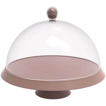 Porta Bolo 30cm com Cúpula e Pé Bubble Crippa Amêndoa Tortas Doces Boleira — Crippa