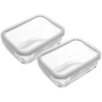 Kit 2 Potes Herméticos Vidro com Tampa 640ml Lyor Transparente 17cm Porta Mantimentos — Lyor